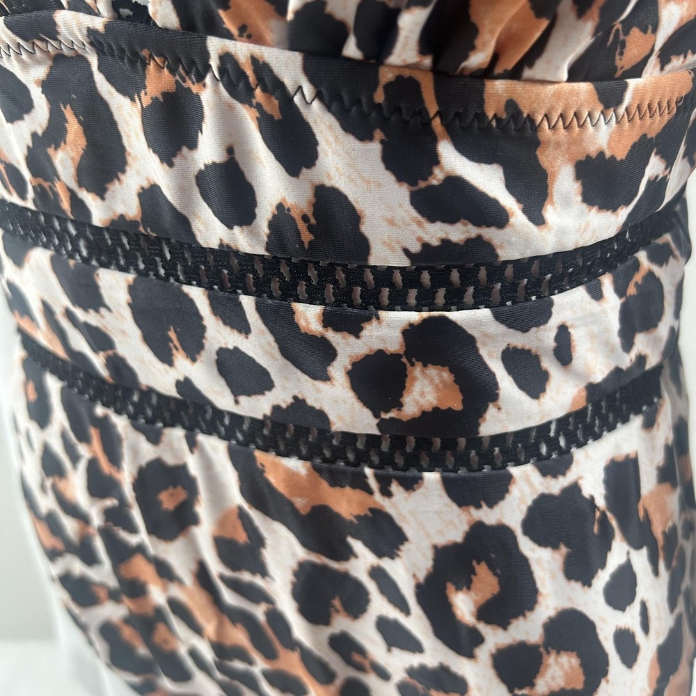 Tempt Me Swimsuit Womens Medium Leopard Print One Piece Plunge Crossback Wrap - Picture 12 of 16